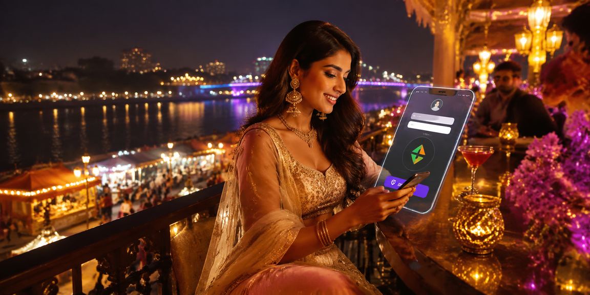 Mumbai cityscape with busy players enjoying mobile betting on 2646